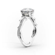 Handmade Pave Setting Moissanite Bridal Ring, White Gold